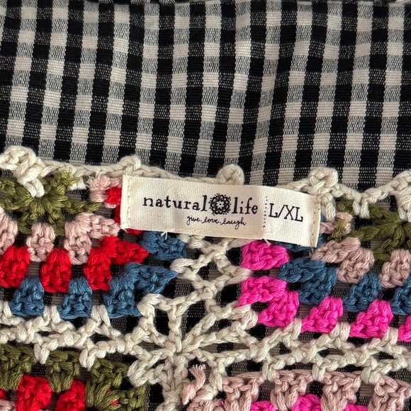 NATURAL LIFE Crochet Granny Square Colorful Boho Hippie Tie-Front Vest Size L/XL - Picture 10 of 14